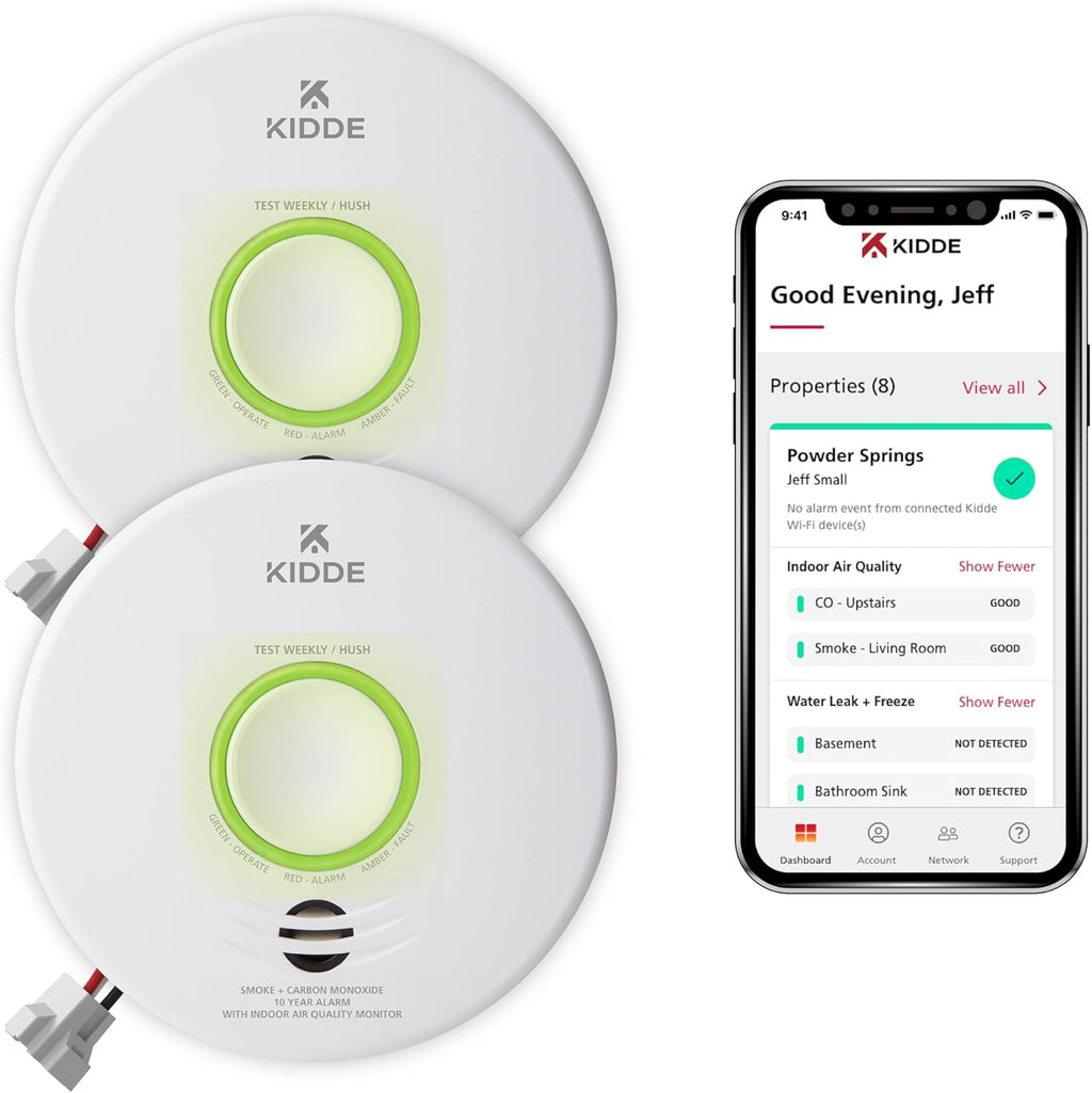Smart Smoke & Carbon Monoxide Detector with Indoor Air Quality Monitor, Hardwired w/Battery Backup S22542