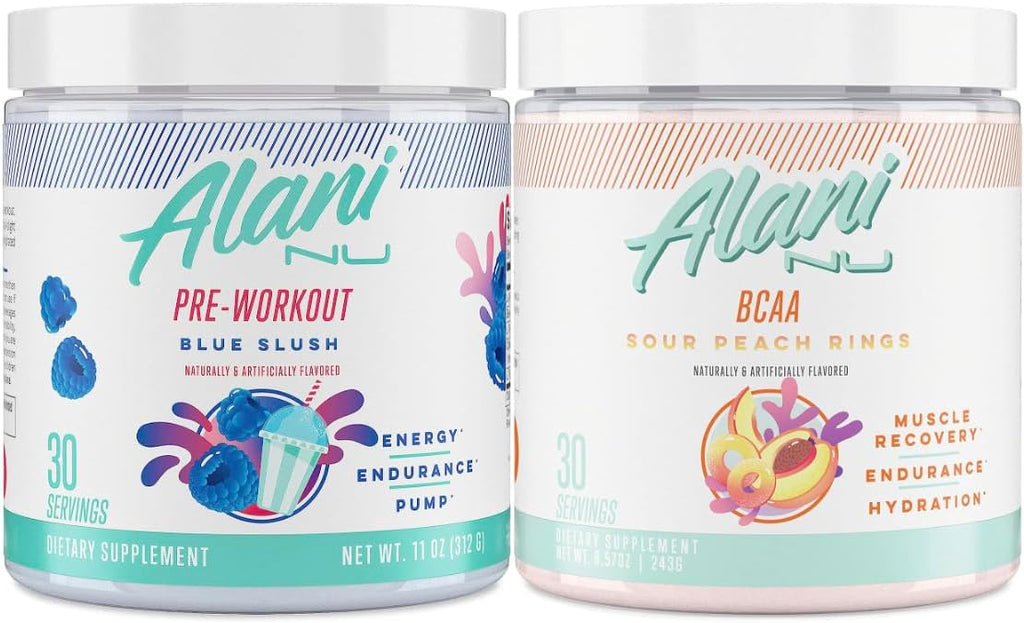 Blue Slush Pre Workout and Sour Peach Rings Post Workout Powder Bundle I216588