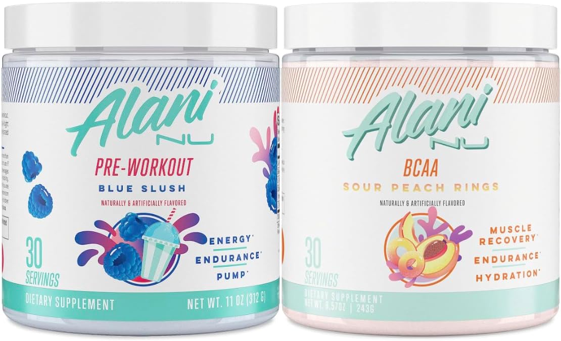 Blue Slush Pre Workout and Sour Peach Rings Post Workout Powder Bundle I216588