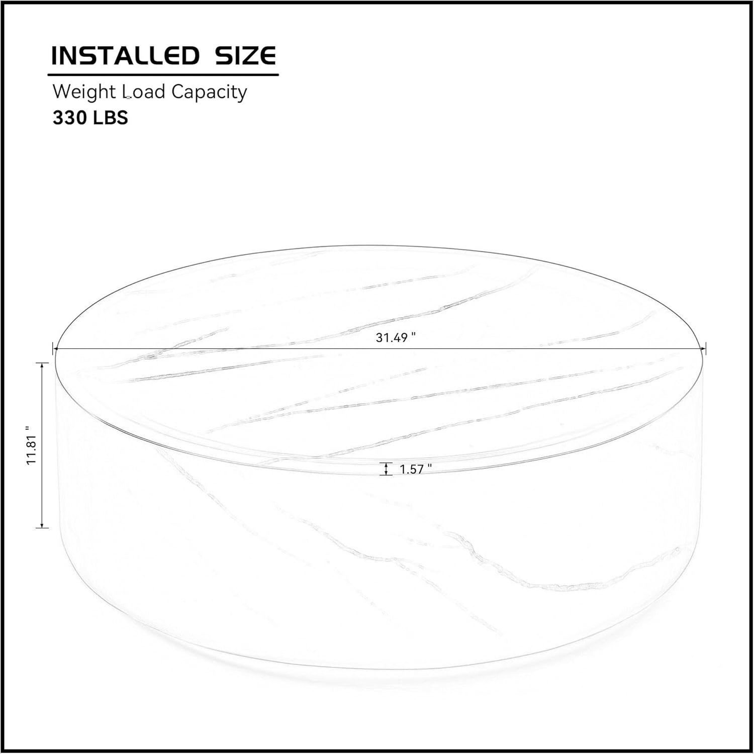 Black Faux Marble Round Coffee Table D41319