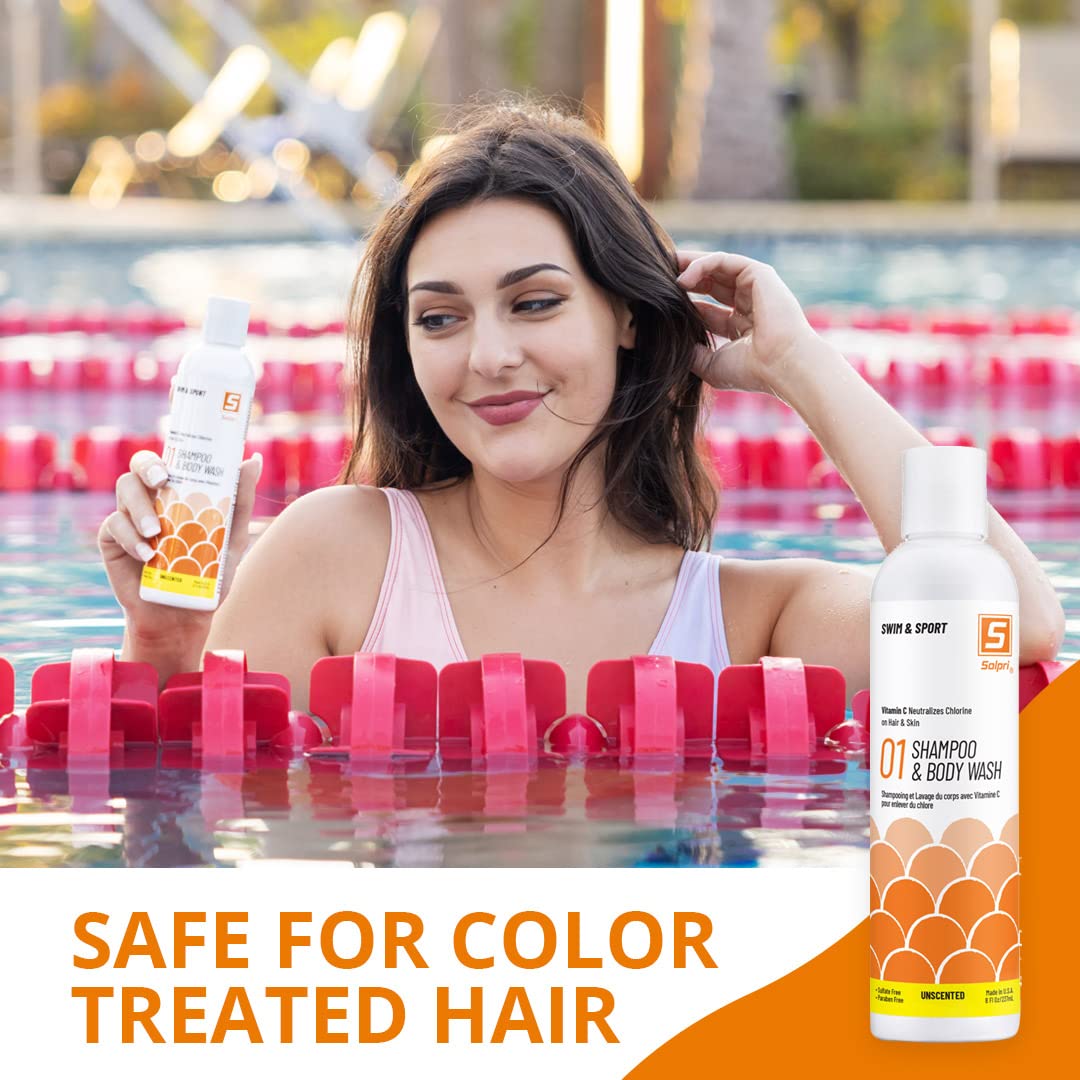 Unscented Chlorine Swim Shampoo and Body Wash with Vitamin C 8 Fl Oz A740