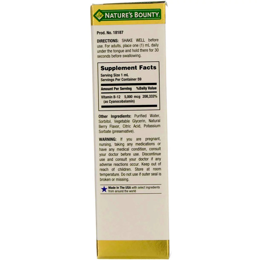 B-12 5000 mcg Sublingual Liquid 2 oz (Pack of 3) X822