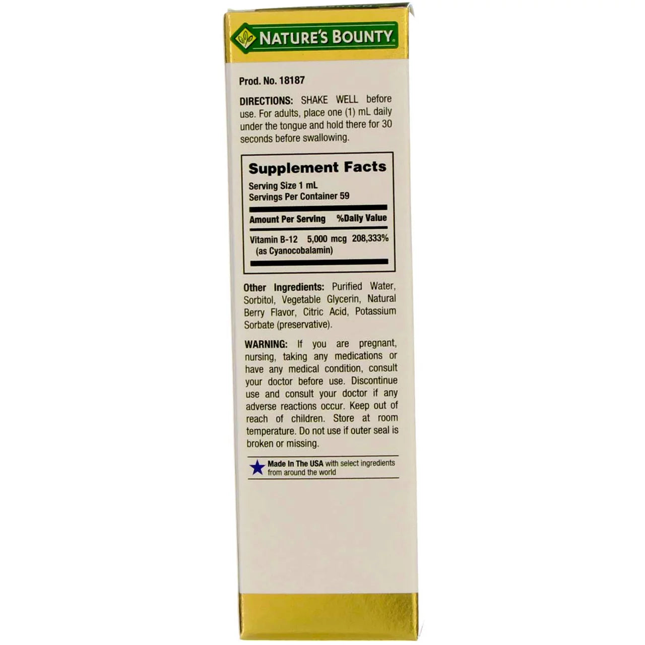 B-12 5000 mcg Sublingual Liquid 2 oz (Pack of 3) X822