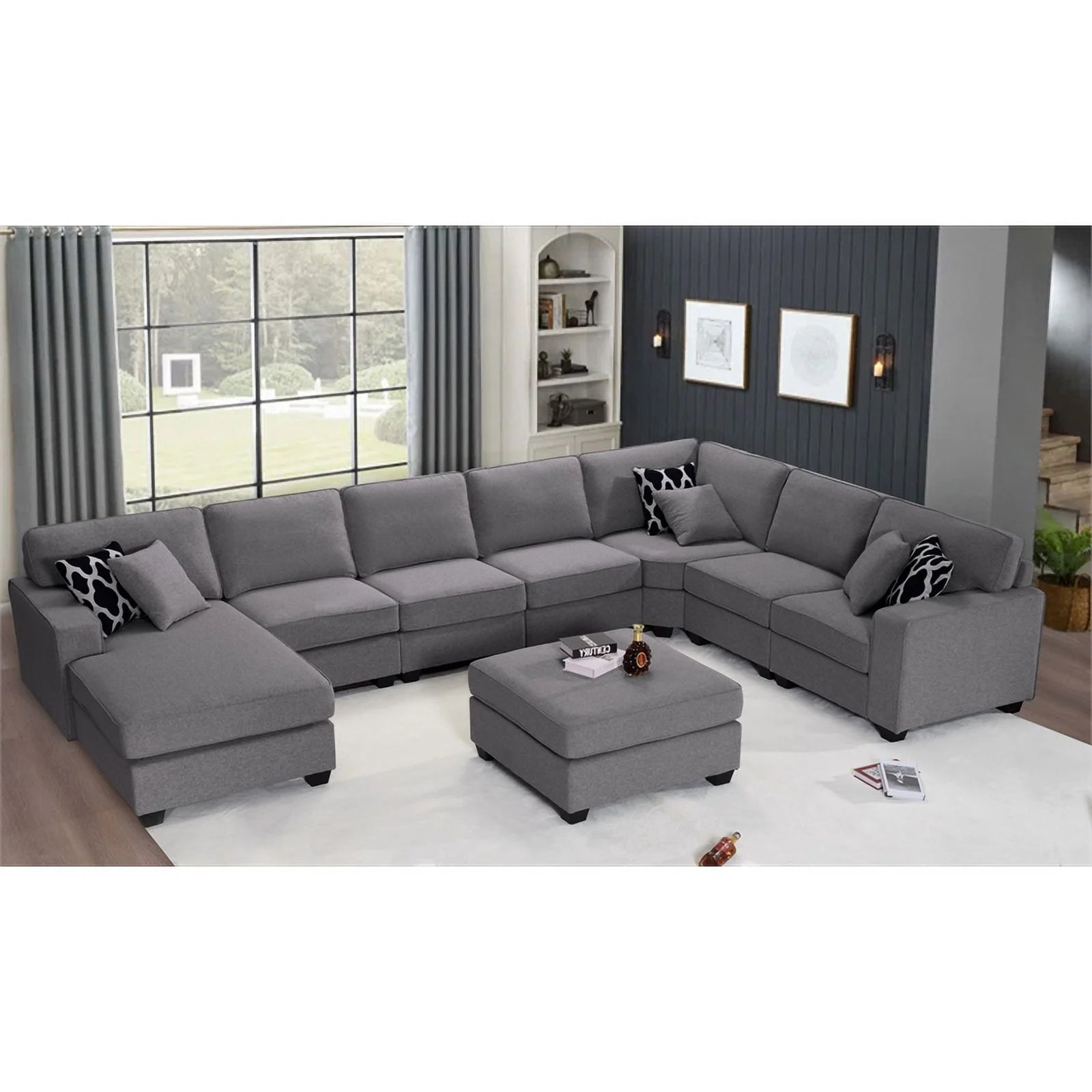 Fabric Reversible Sectional Sofa J6014
