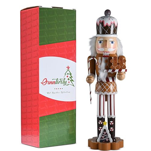 Wooden Nutcracker Candy Man with Candy Cane and Gingerbread Cookies U60527