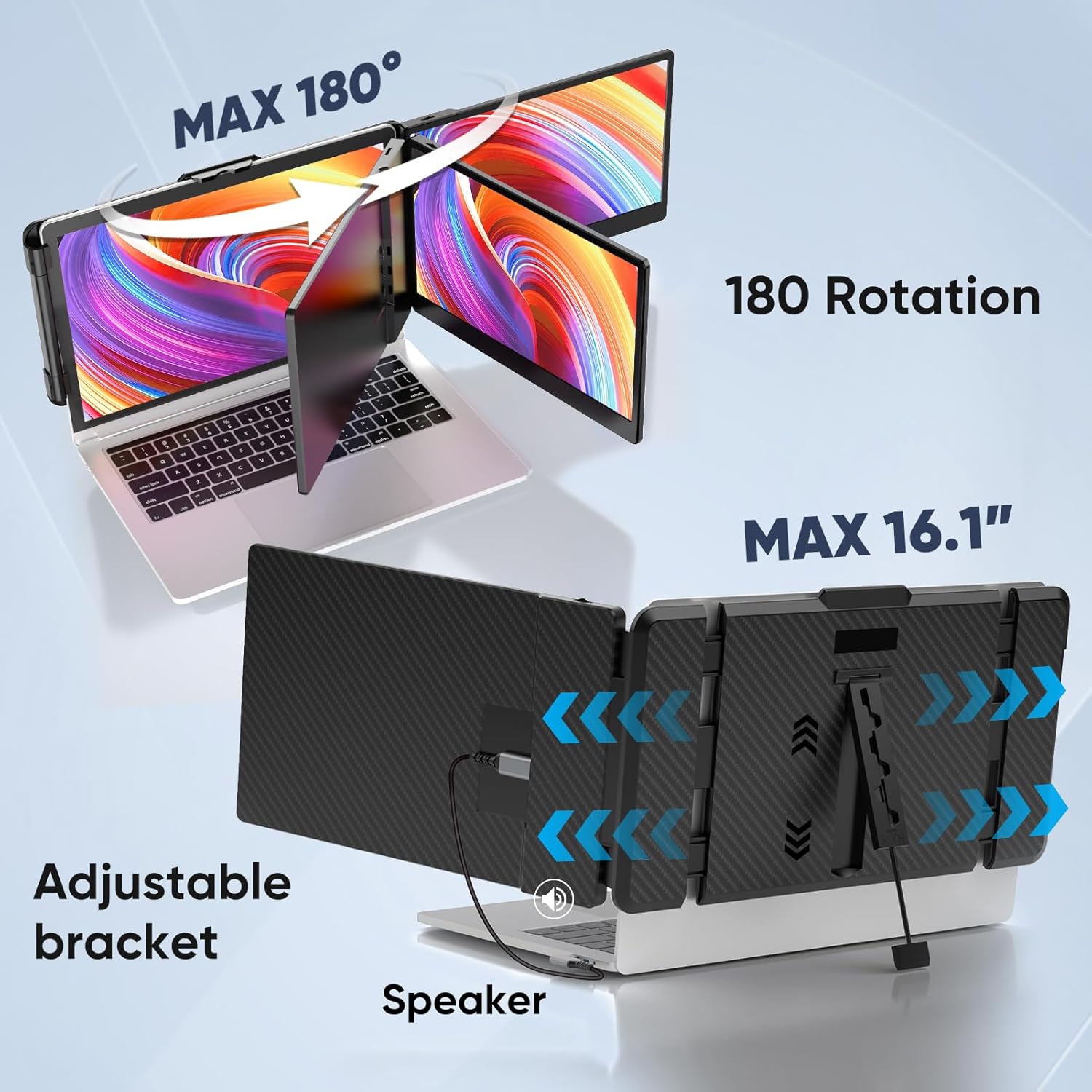 12" 1080P FHD IPS Foldable Portable Monitor Y719