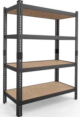 Black 4 Tier Heavy Duty Metal Storage Shelves D97393