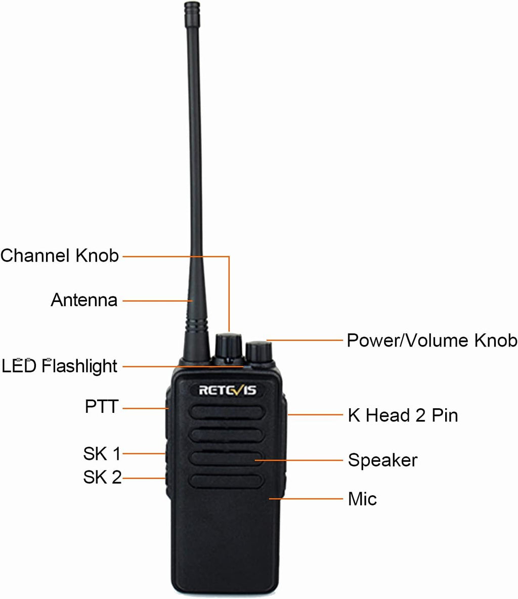 5 Pack Long Range Heavy Duty Rechargeable Two Way Radios with Earpiece and Mic I82335