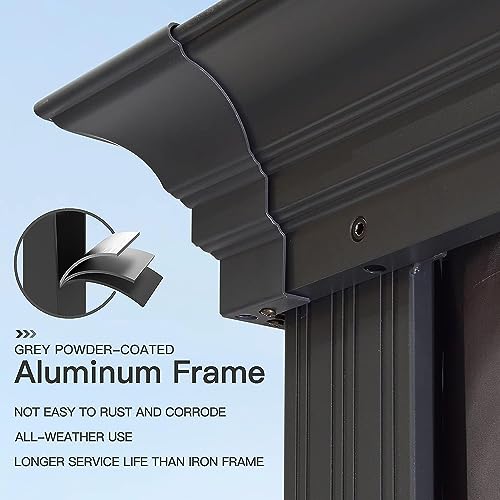 Grey Aluminum Hardtop Gazebo with Double Roof, Curtains and Netting Included L24881