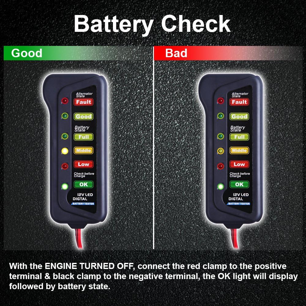 12V Car Battery Alternator Tester Pack of 2 X8098