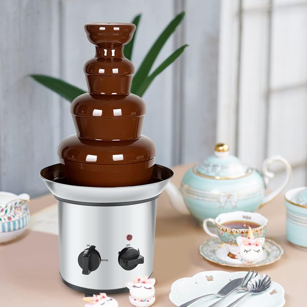 4 Tier Electric Stainless Chocolate Fondue Fountain D457355