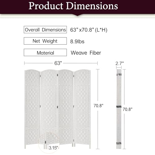 Dark Coffee 4 Panel Room Divider Y740
