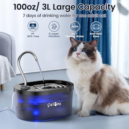 3L/100oz BPA-Free Blue Cat Water Fountain C9285