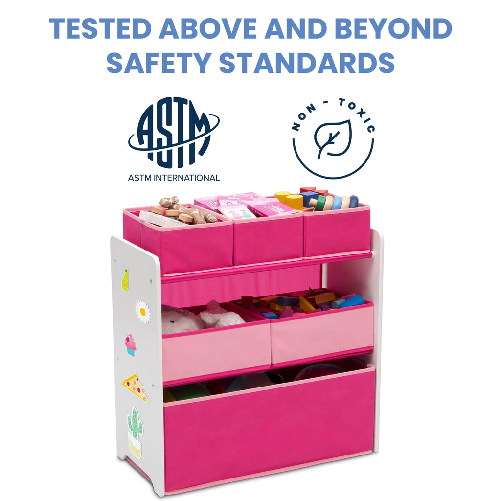 White/Pink 6 Bin Toy Organizer O407013