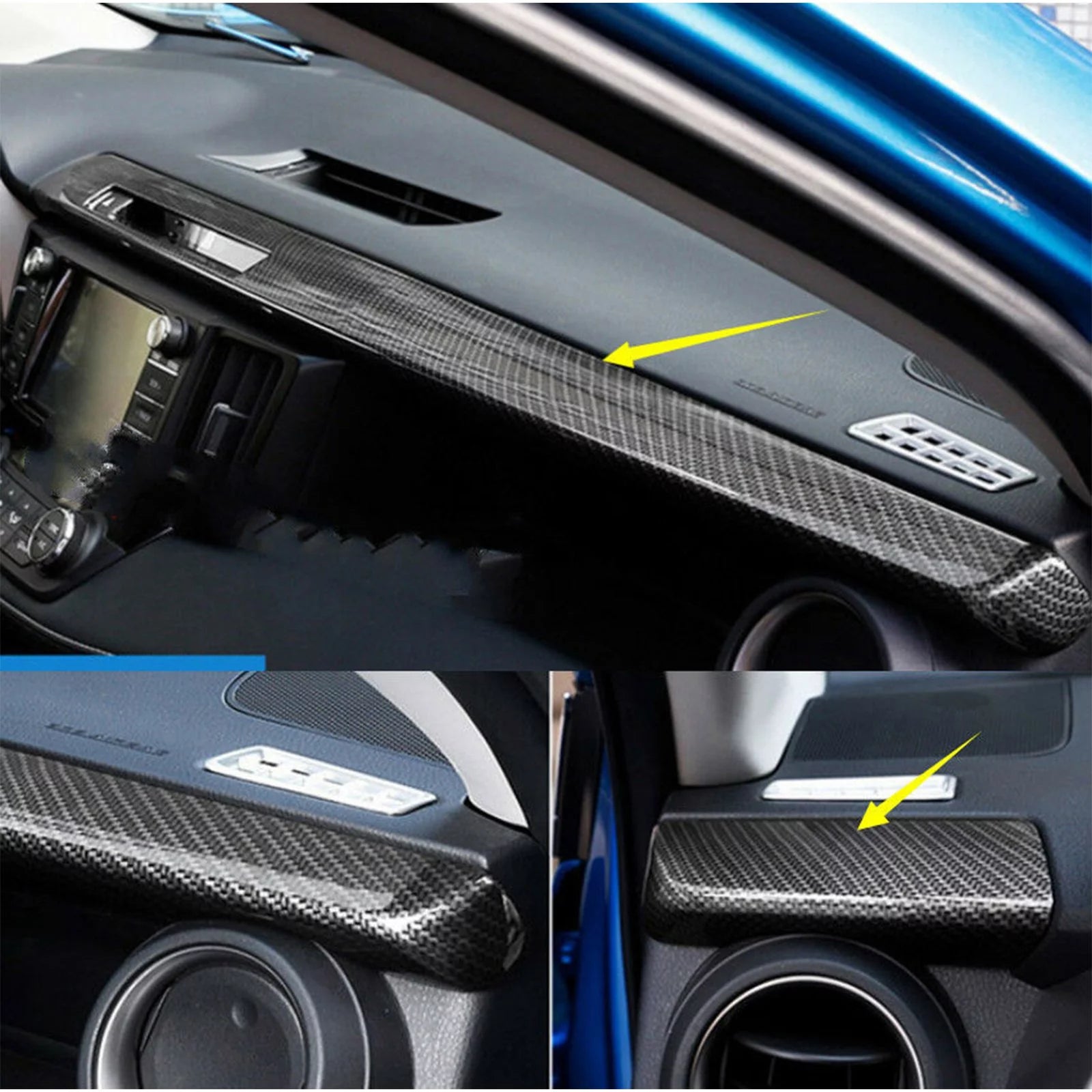 2pcs ABS Carbon Fiber Dashboard Console Panel Cover Trim K139