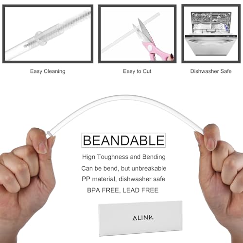 12-Pack Reusable Hard Plastic Clear Straws 10.5 in x 0.3 in with Cleaning Brush I1403