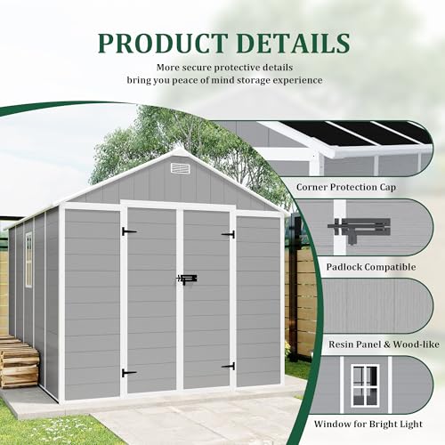 Gray 8x8 FT Outdoor Resin Storage Shed I29384