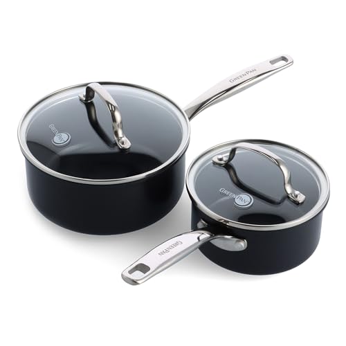 Black 3QT Hard Anodized Ceramic Nonstick Saucepan Pot with Lid U385566