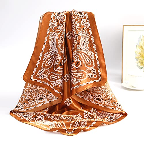 35” Satin Large Square Head Scarves - 4PCS Silk Like Neck Scarf Hair Sleeping Wraps T459