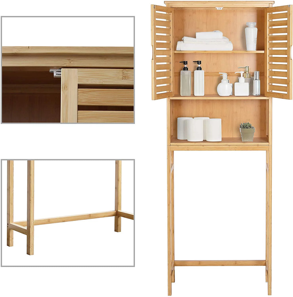 Bamboo Over-The-Toilet Storage Cabinet, Natural, 67''H x 24''W x 9''D D472