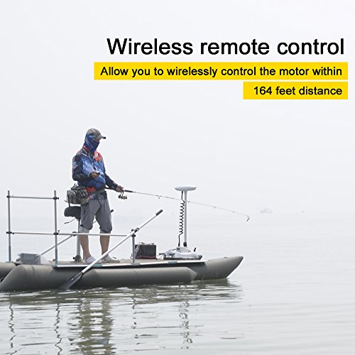 White 55LBS 48" Shaft Bow Mount Electric Trolling Motor with 2.4G Remote Control H422