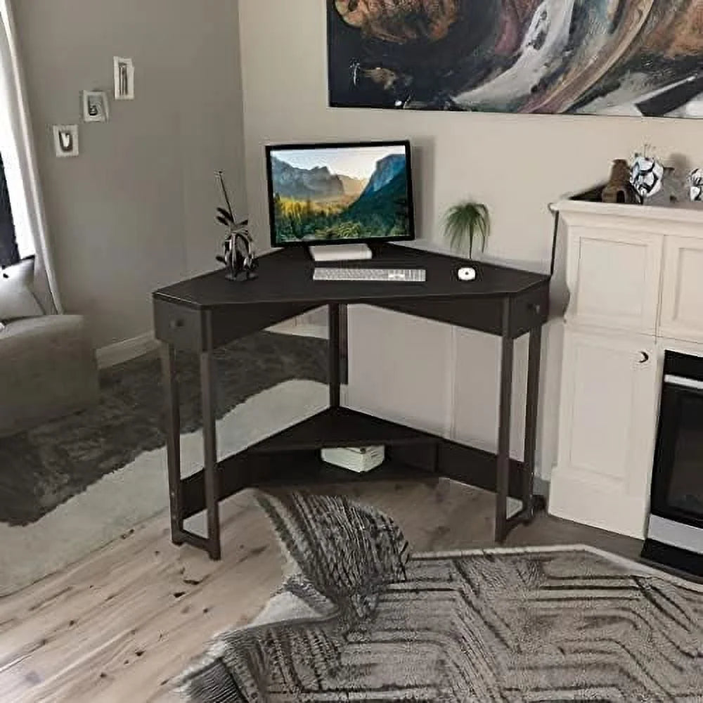 31.5 Inch Triangle Corner Desk with Drawer F55381
