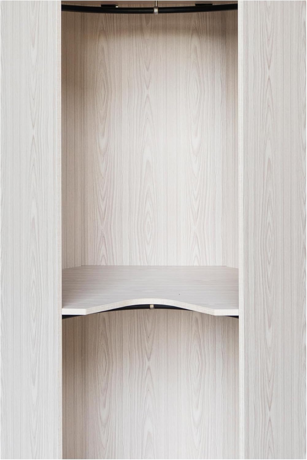 Natural Open Style Wooden Corner Wardrobe Closet with 2 Hanging Rails and Shelves J754274
