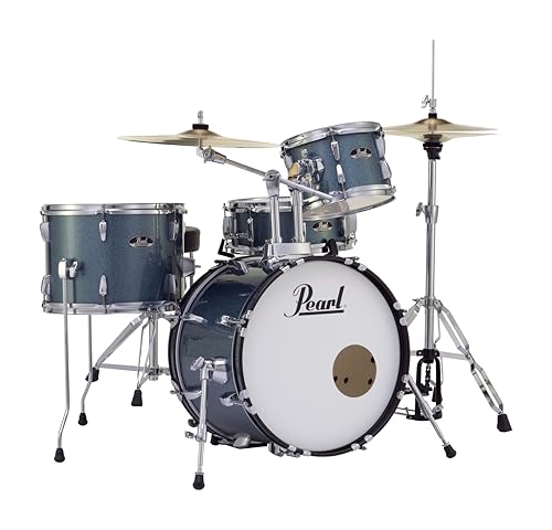 4-Piece Drum Set with Cymbals and Stands Charcoal Metallic S591921