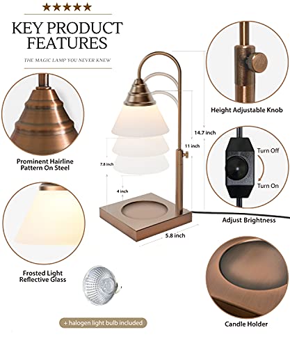 Gold Height Adjustable Candle Warmer Lamp with Timer W126735