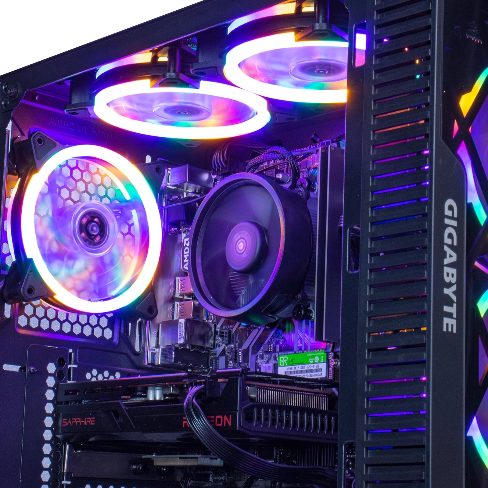 Gaming PC Desktop Computer, AMD Ryzen 5 4500 3.6GHz, RX6600, 16GB DDR4, 500GB NVME SSD, 6 RGB Fans P606608