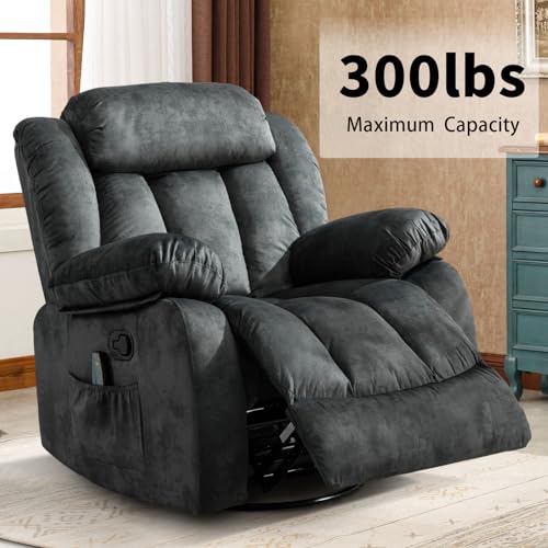 Grey Fabric Manual Swivel Rocker Recliner Chair M172300