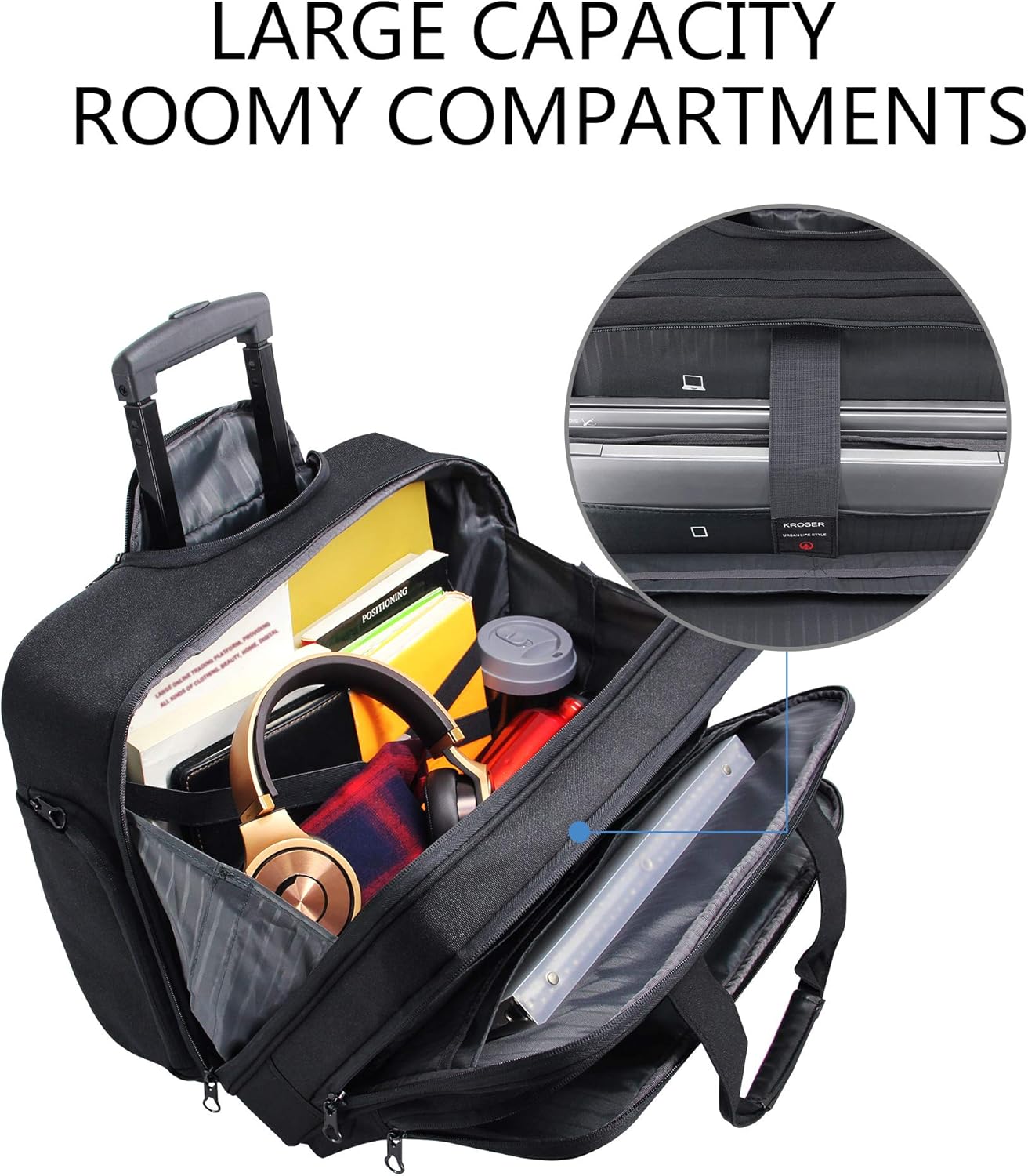 Black Rolling Laptop Bag Wheeled Briefcase M232284
