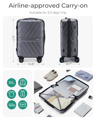 Black 20 inch Polycarbonate Hardside Carry On Luggage N143135