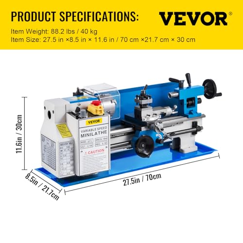 Metal Lathe 7"x12" 550W Variable Speed 50-2500 RPM H201780