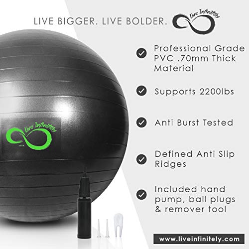 Exercise Ball 55cm-95cm Extra Thick Anti Burst Includes Hand Pump N439946