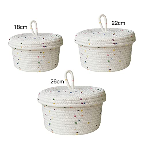 Cotton Rope Storage Basket with Lid Round Small Woven Basket F579