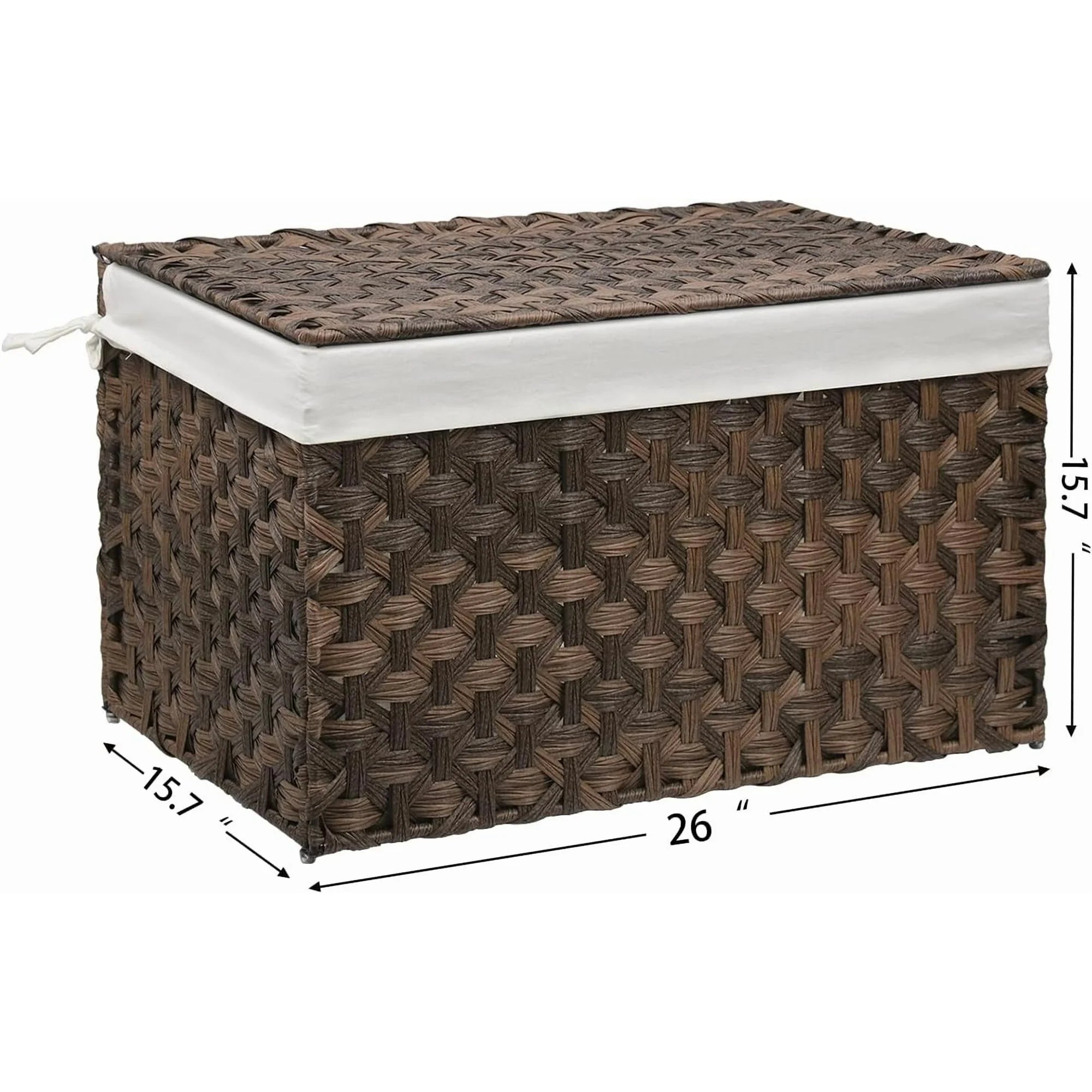 Brown Woven Storage Basket with Lid, 27.7 Gallon H144