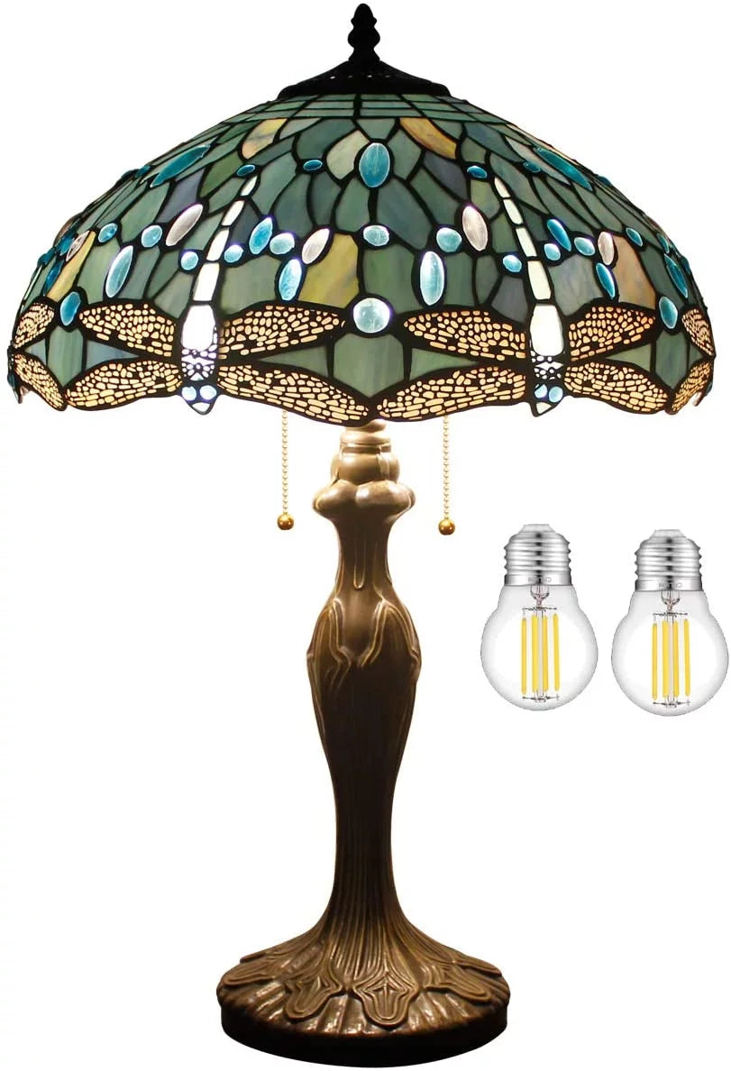 Stained Glass Table Lamp 24" Tall Sea Blue B51026