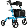 Champagne Lightweight Aluminium Folding Rollator Walker with Seat and 8-inch Wheels C2427