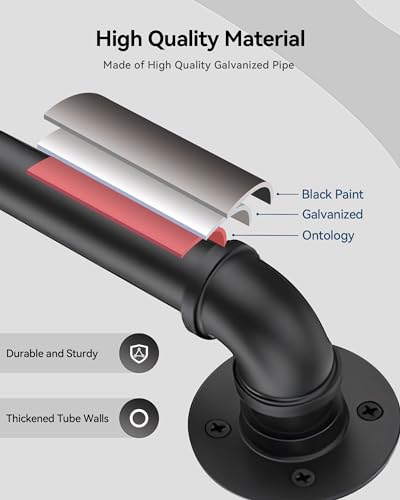 Black Galvanized Iron Wall Handrail 4ft F331