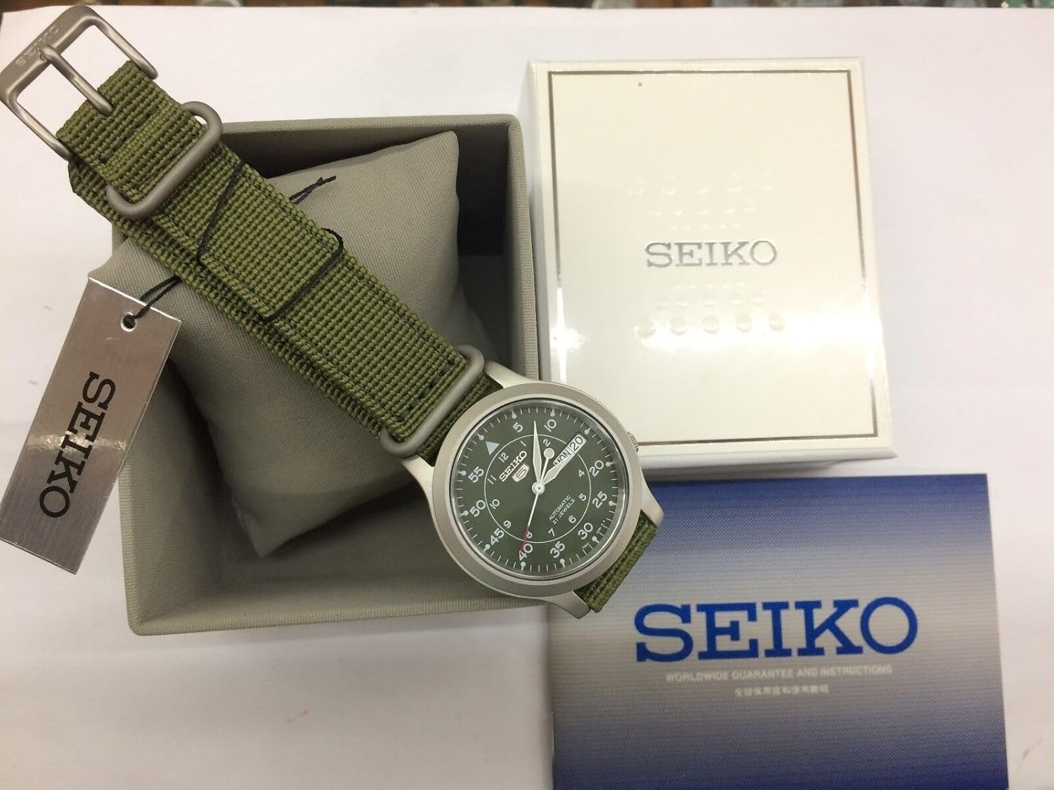 Green Canvas Stainless Steel Automatic Watch B1053