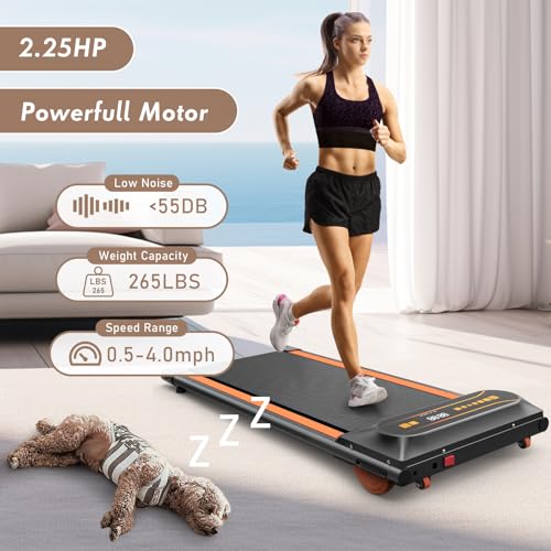 Under Desk Treadmill Walking Pad Machine with LED Display and 12 Preset Programs Portable Jogging Machine O323