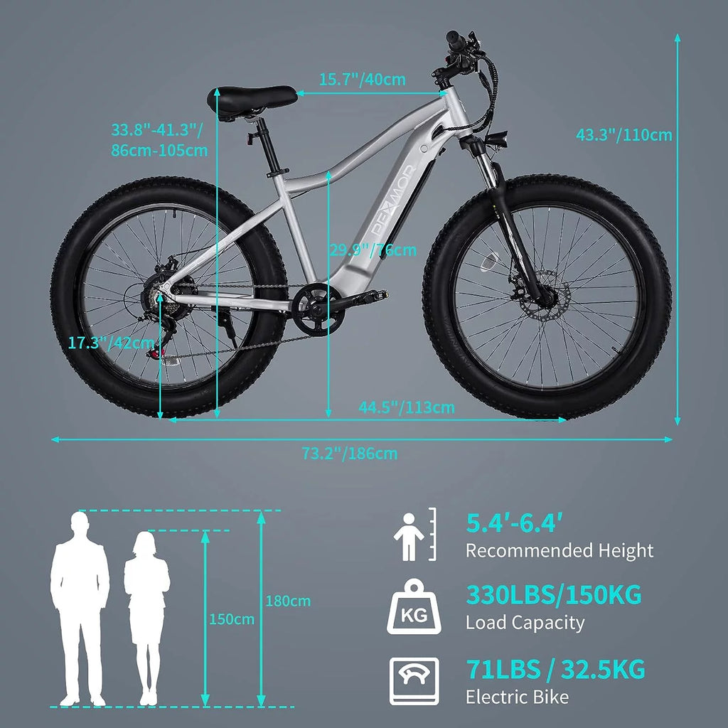 750W 48V 14AH Removable Battery 26" Fat Tire Electric Bike U582