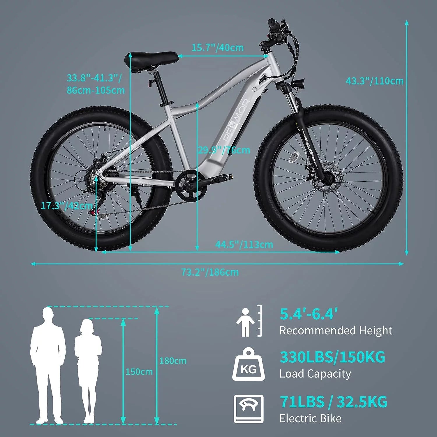 750W 48V 14AH Removable Battery 26" Fat Tire Electric Bike U582