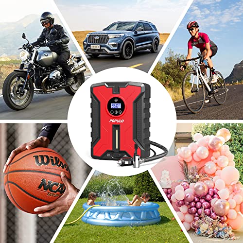 Dual-Power Cordless Tire Inflator Portable Air Compressor, 150PSI 12V Car DC Electric Air Pump with Digital Pressure Gauge Q30737