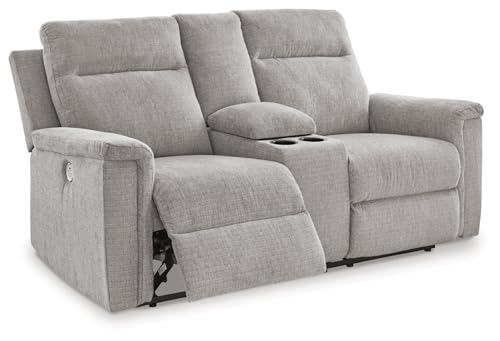 Gray Power Reclining Loveseat P7027