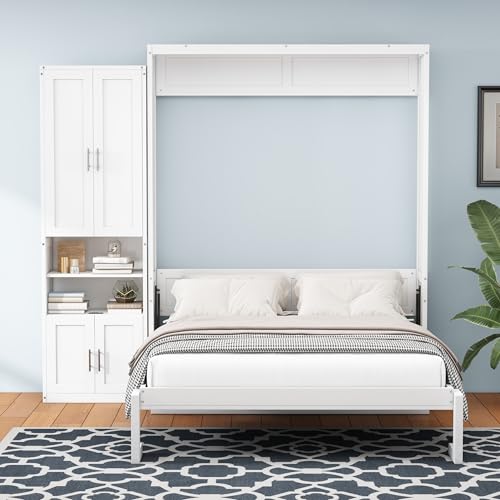 Queen Murphy Bed with Storage Cabinet H60078