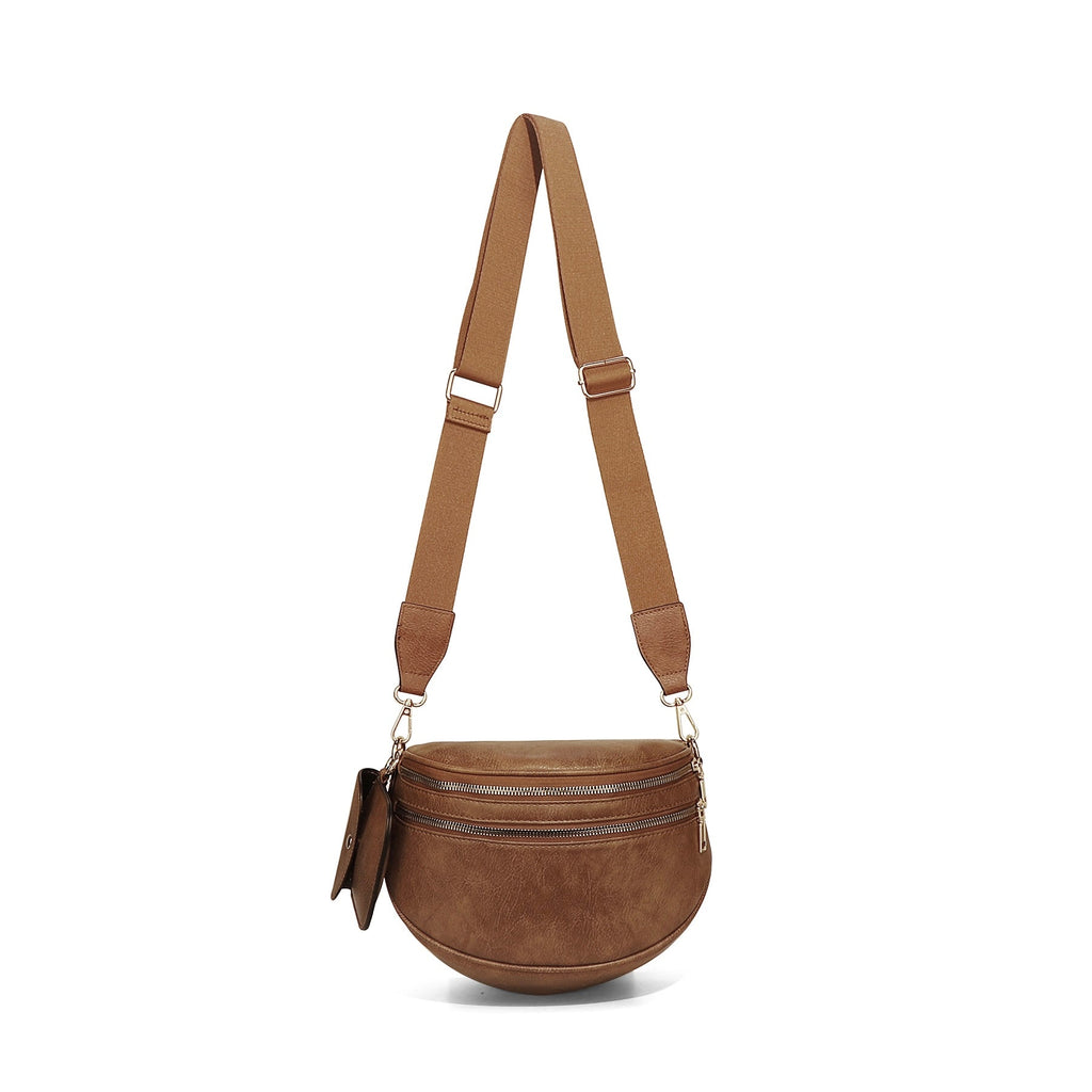 Ounamei Vegan Leather Crossbody Bum Bag for Women with Mini Pouch