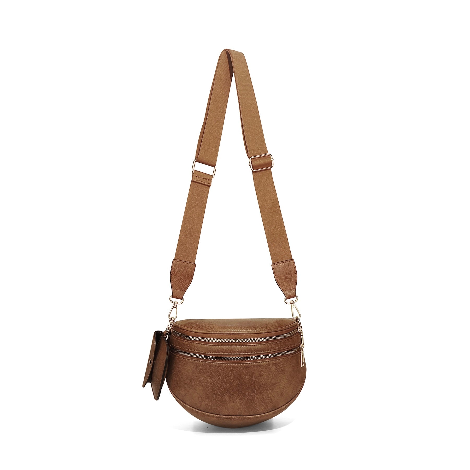 Ounamei Vegan Leather Crossbody Bum Bag for Women with Mini Pouch