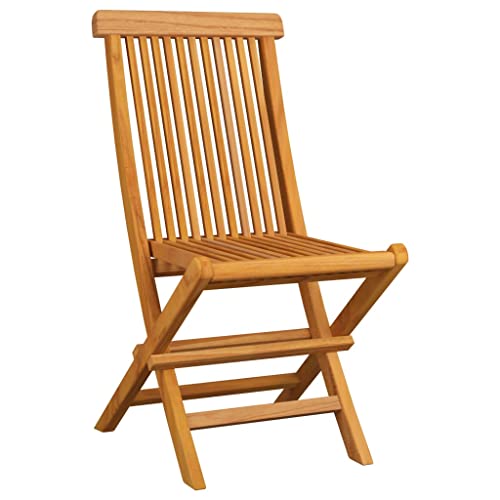 6 pcs Solid Teak Wood Folding Patio Chairs with Beige Cushions F621722